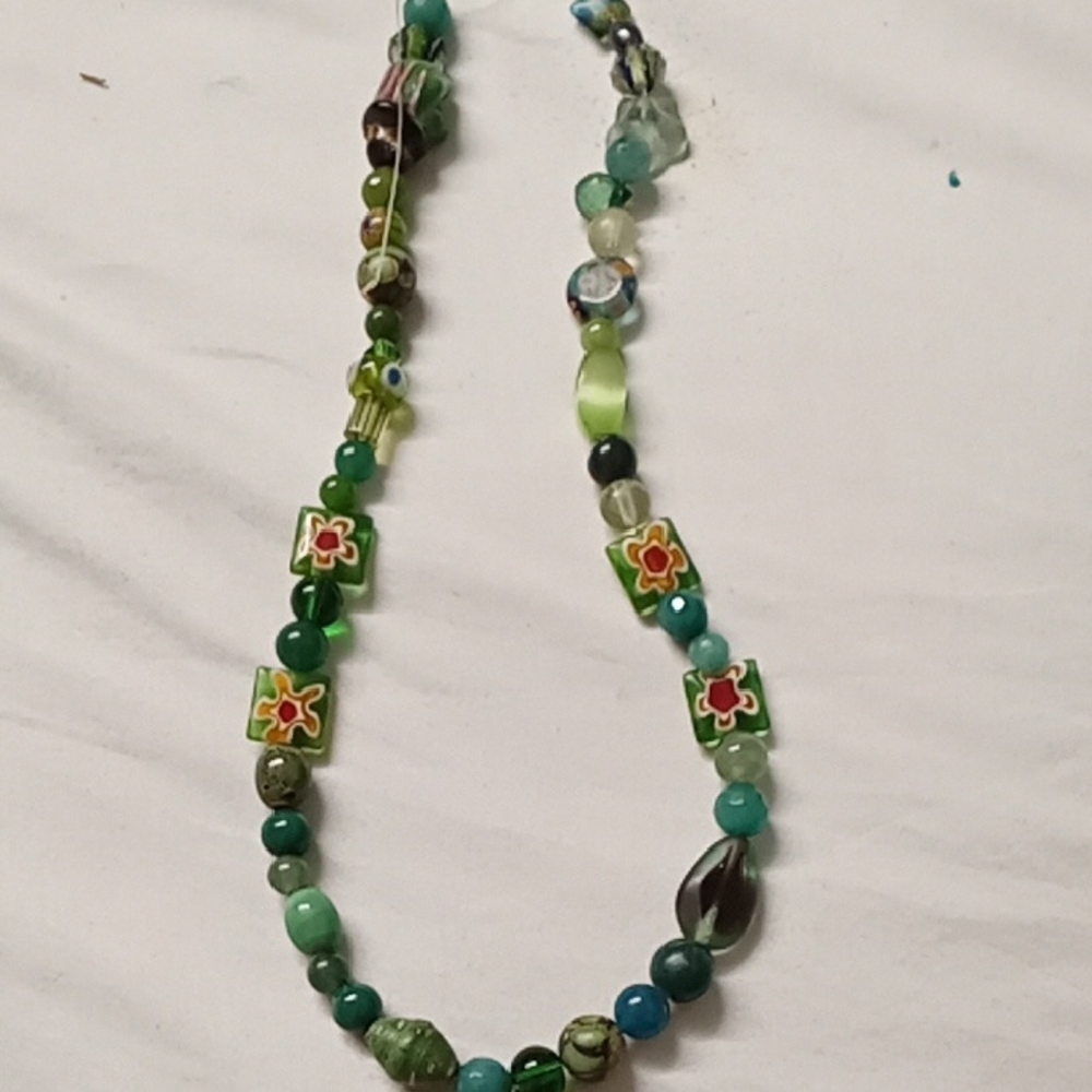 Handcrafted Green Beaded Necklace